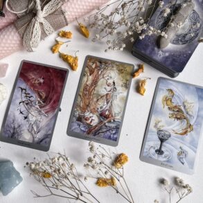 tarot cards on white surface